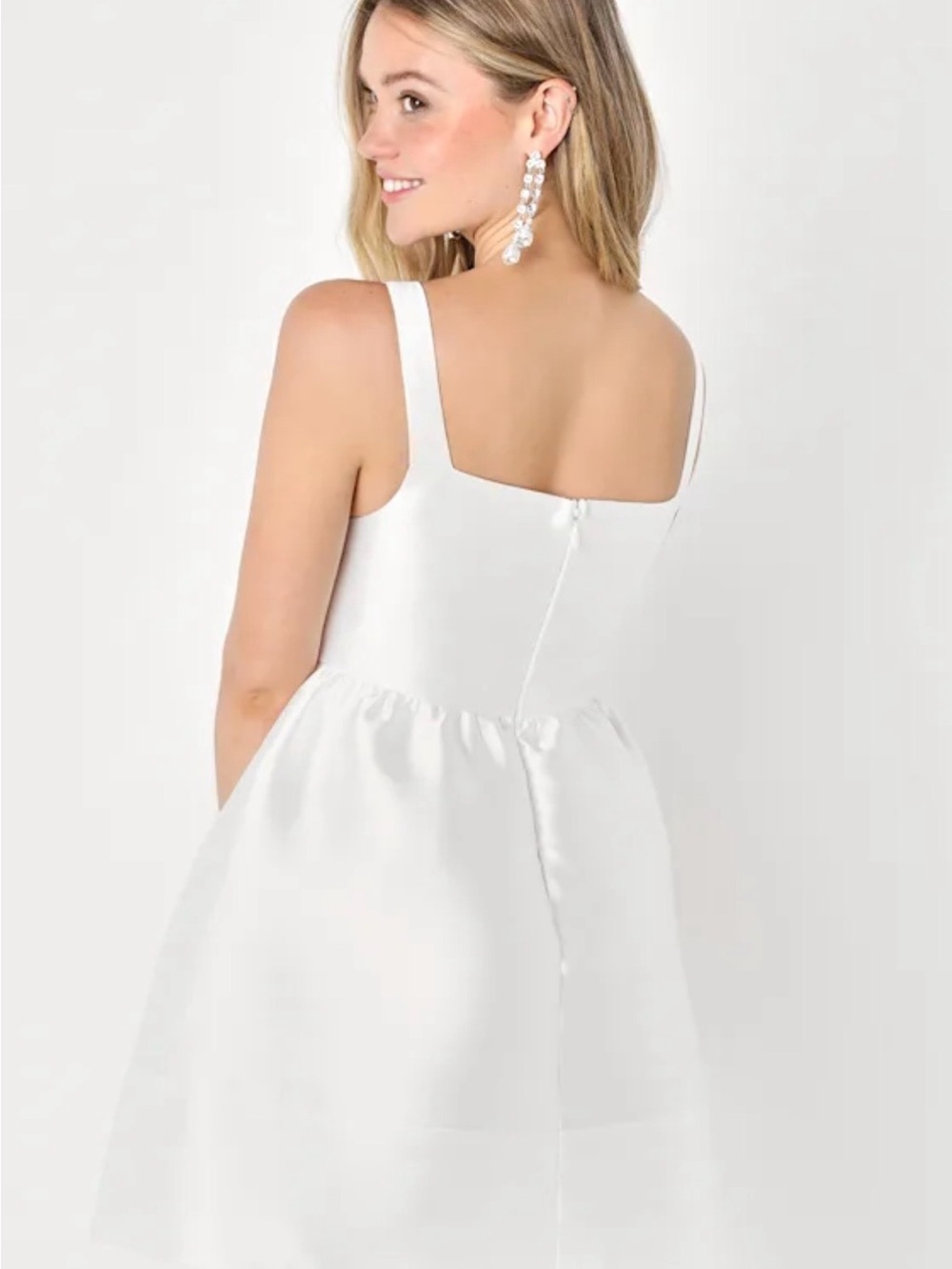 Lulu’s Bubbly Love SmallWhite Taffeta Corset Mini Dress Fit & Flare - Picture 3 of 8